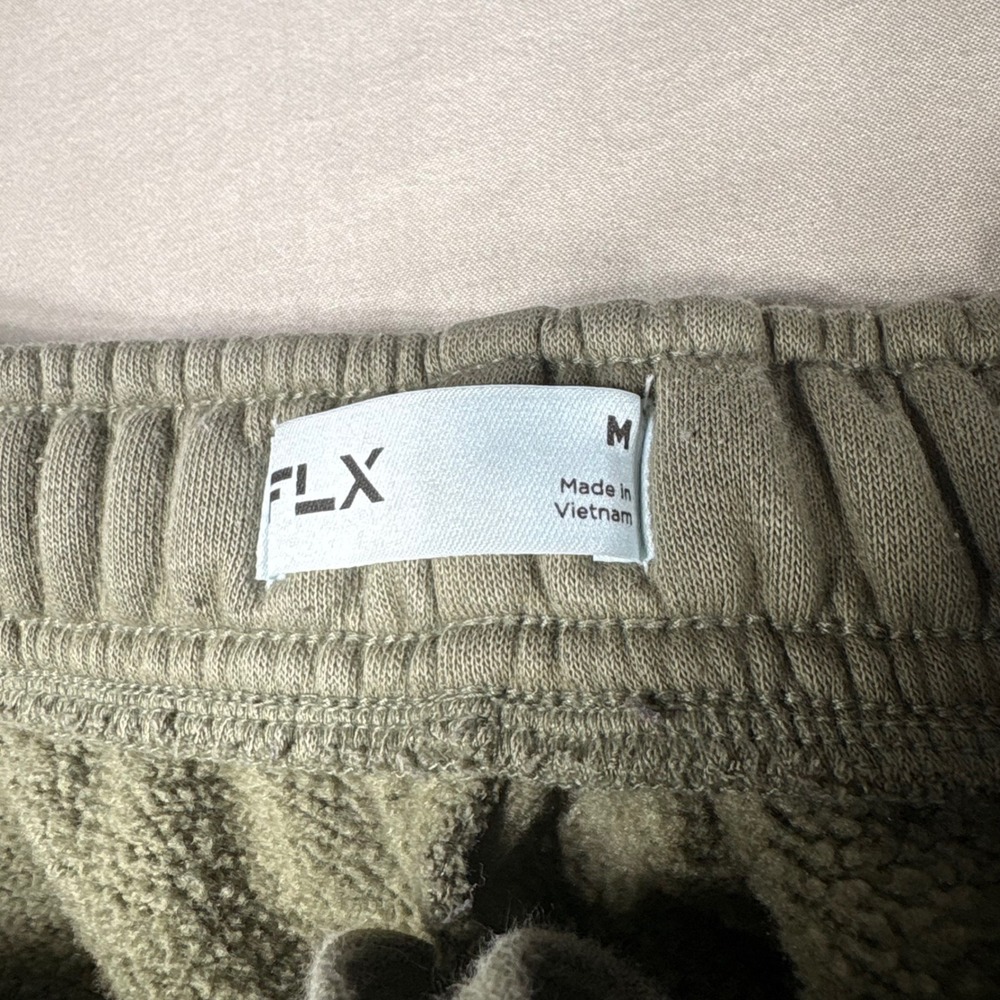 FLX Womens Olive Green Fleece Jogger Sweatpants High Waisted Size Medium - Picture 4 of 7